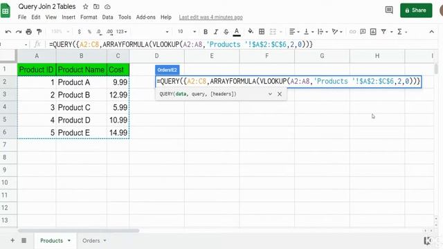 Google Sheets Join Query смотреть онлайн