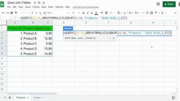 Google Sheets Join Query