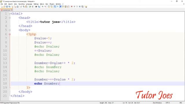 Increment Decrement Operator In PHP Tamil смотреть онлайн