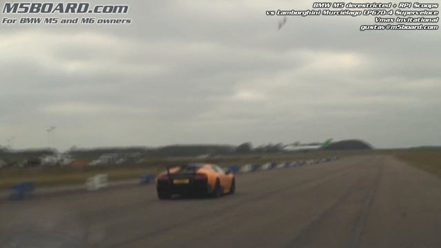 1080p: BMW M5 vs Lamborghini Murciélago LP670-4 Superveloce (Gustav driving the M5) смотреть онлайн