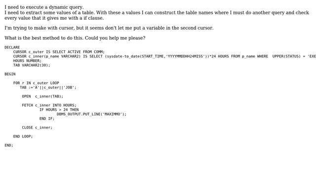Dynamic query with cursors смотреть онлайн