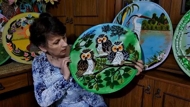 Ручная Вышивка гладью - СОВЫ - готовая художественная вышивка шерстью. Рукоделие - Hand Embroidery смотреть онлайн