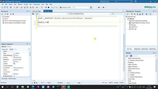 Edit In C++. Embarcadero.