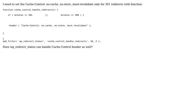 Wordpress: Set Cache-Control header for 301 redirects смотреть онлайн