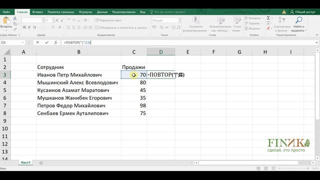 Гистограмма в ячейке Excel интересное решение. A histogram in an Excel cell is a non-standard sol-t смотреть онлайн