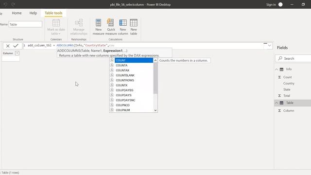 Power BI SELECTCOLUMNS function смотреть онлайн
