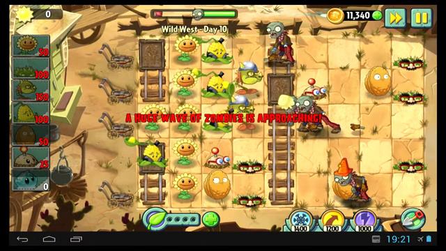 Как пройти 10 уровень в игре Растения против Зомби 2 Дикий запад смотреть онлайн