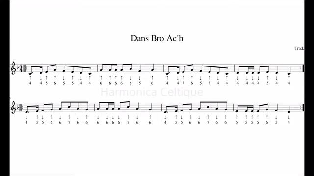 Dans Bro Ac'h - Tablature Harmonica