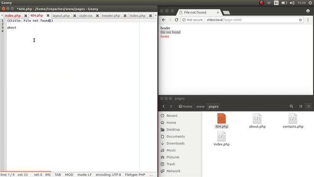 Добавляем страницу 404 в простом движке PHP смотреть онлайн