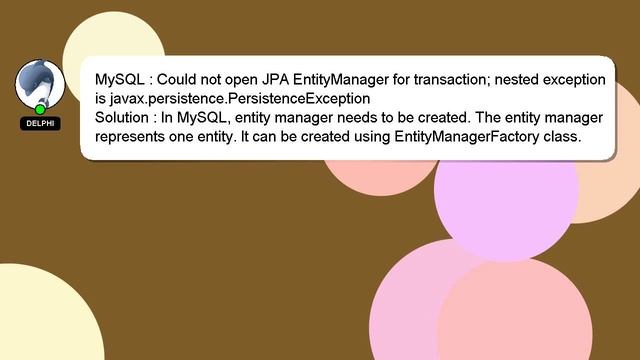 MySQL : Could not open JPA EntityManager for transaction; nested exception is javax.persistence.Per смотреть онлайн