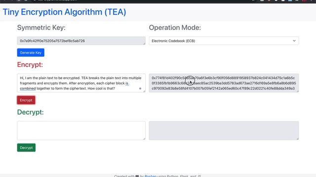 Tiny Encryption Algorithm (TEA) in ECB & CBC mode смотреть онлайн