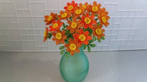 Цветы из бисера. Бархатцы . 1 часть. Мастер класс. Пошаговый МК для начинающих.