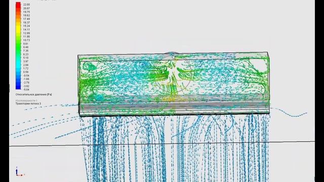 Визуализация потока воздуха Airslot-20-Т2-3-1000, угол наклона лопаток 0°(ПОЛНЫЙ АНАЛОГ Trox ALSP) смотреть онлайн