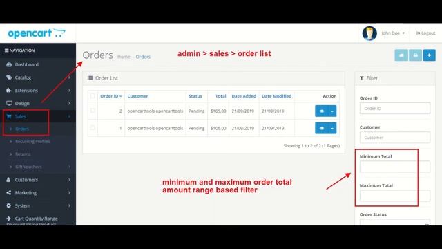Admin Order Total Amount Range Filter- OpencartTools смотреть онлайн