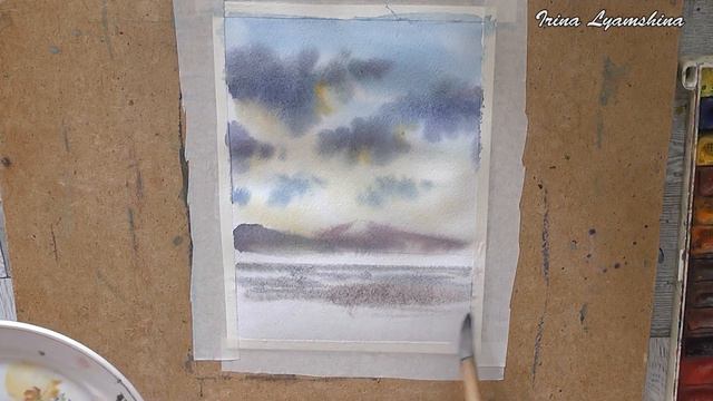 Paint a watercolor landscape with mountains смотреть онлайн