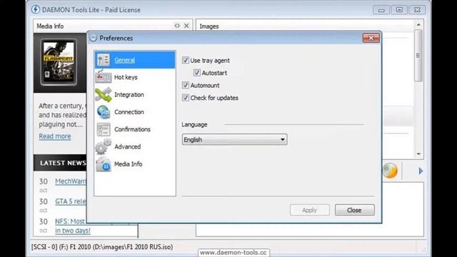 DAEMON Tools Lite Бесплатная версия программы, предназначенной для эмуляции виртуальных приводов.