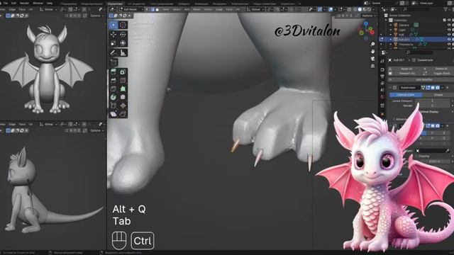 Быстрый процесс создания персонажа 3Д Дракона в Blender смотреть онлайн