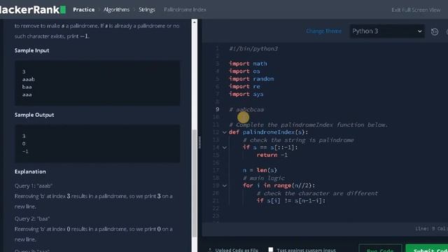 93 - Palindrome Index | Strings | Hackerrank Solution | Python смотреть онлайн