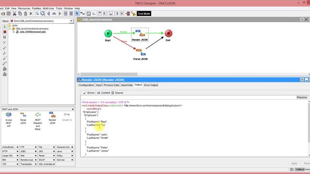 TIBCO BW Rendor JSON and Parse JSON Palettes смотреть онлайн