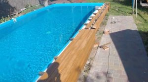 Терраса вокруг бассейна из дерева своими руками!