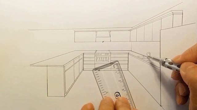 How To Draw A Kitchen In One Point Perspective