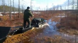 Всесезонный Мотобуксировщик KOiRA. Езда по болоту
