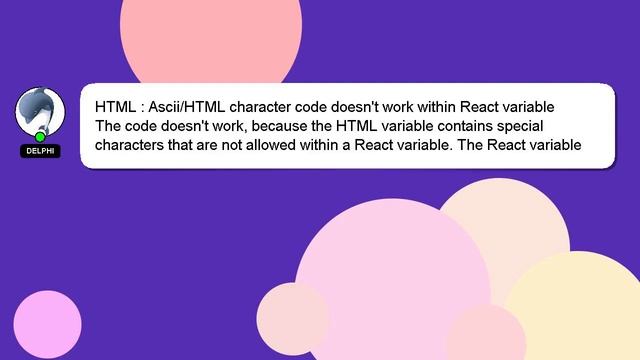 HTML : Ascii/HTML character code doesn't work within React variable смотреть онлайн