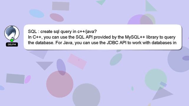 SQL : create sql query in c++/java? смотреть онлайн