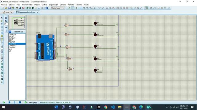 Practica 2 Proteus Encender 5 leds смотреть онлайн