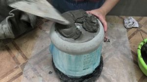 Кашпо из цемента и тряпки «ЦВЕТОК» | Мастер-класс - DIY flower pot