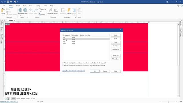WYSIWYG Web Builder. Manage your breakpoints with max-width & min-width (English CC) смотреть онлайн