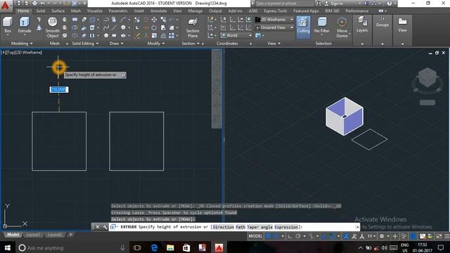 AUTOCAD 3D TUTORIAL -1. How to use extrude,viewport.....command смотреть онлайн