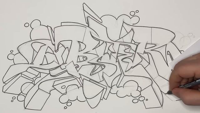 Painting Graffiti Letters - FULL PROCESS SKETCH w. helpful VOICE OVER смотреть онлайн