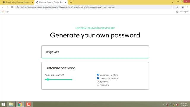 Universal Password Creator App using JavaScript смотреть онлайн