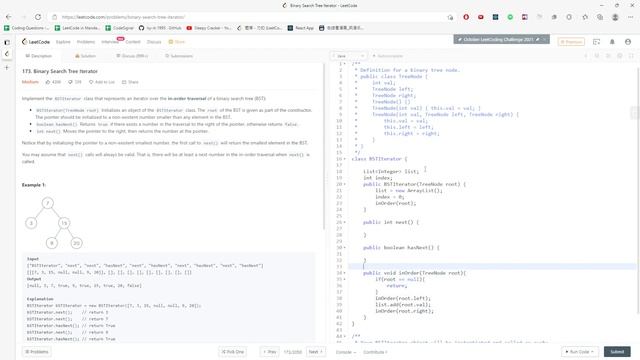 LeetCode 173 | Binary Search Tree Iterator | DFS | Java смотреть онлайн