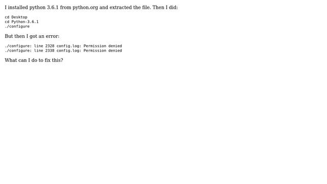 Ubuntu: ./configure not working when installing python 3.6.1 смотреть онлайн