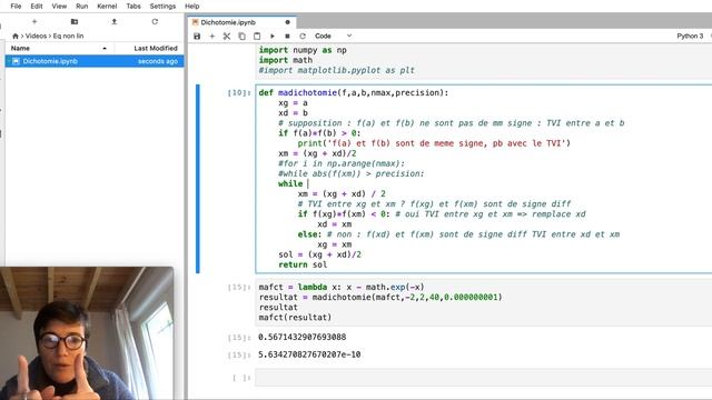 [Python pour les maths] Résolution d'équations non linéaires : algorithme de la dichotomie (avancée смотреть онлайн