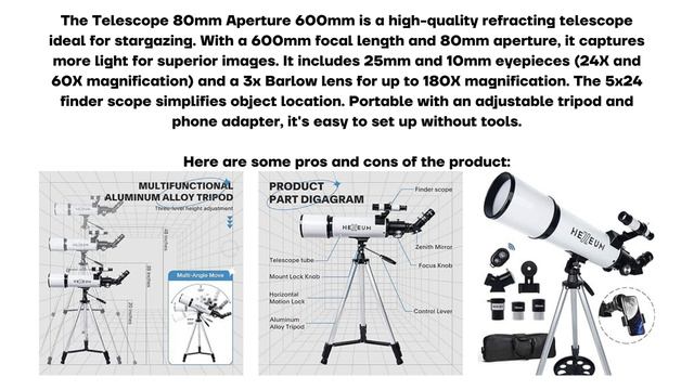 Telescope Review: 80mm Aperture 600mm - Astronomical Portable Refracting Telescope смотреть онлайн
