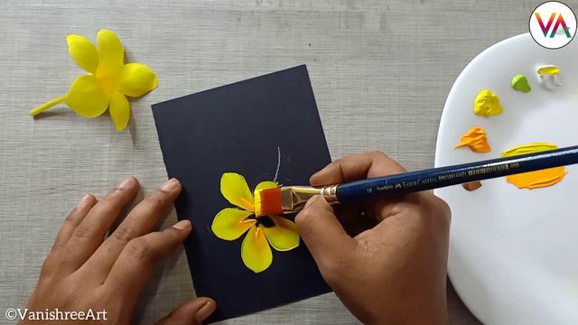 REAL FLOWER To PAINTING | One Stroke Allamanda Flower Painting In Acrylic By Vanishree Art #acrylic