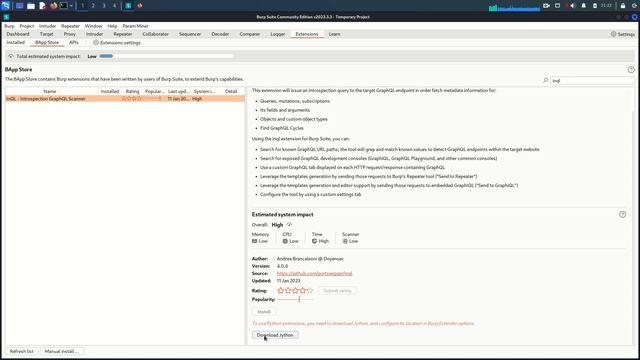 Installing InQL Extension in BurpSuite смотреть онлайн