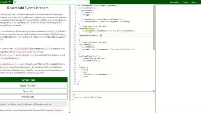 REACT: Add Event Listeners (34) смотреть онлайн