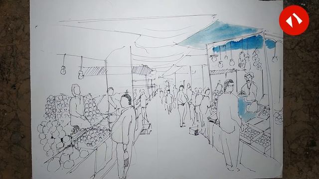 Market Scene Drawing | How to Draw Market Easy смотреть онлайн