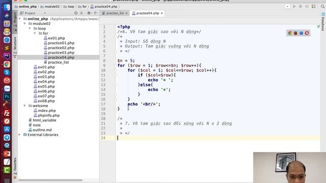Khoá học PHP cơ bản - Bài 17: Bài tập vòng lặp for - Phần 4 смотреть онлайн
