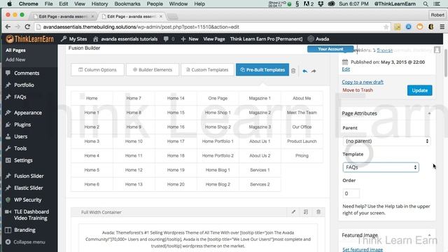16 Avada Theme Essentials Working With Page Templates Beginner Video Tutorials 2015 смотреть онлайн