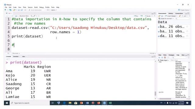 How to assign row names from a given column to data in R or RStudio смотреть онлайн