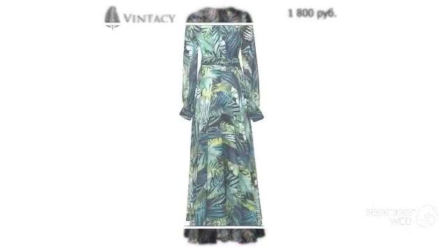 Одежда с AliExpress. Модное женское платье в пол с длинными рукавами и тропическим узором. смотреть онлайн