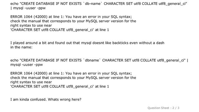 MySQL : creating database via bash with dash in database-name смотреть онлайн