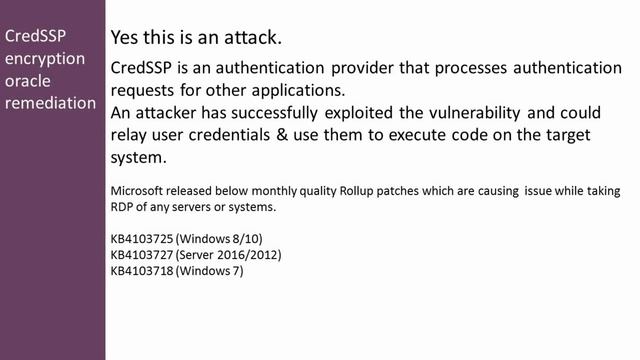 CVE-2018-0886 Unable to connect RDP after Windows updates CredSSP encryption oracle remediation. смотреть онлайн
