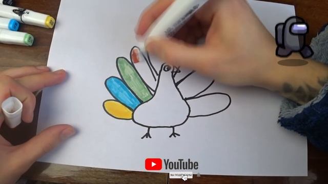 Draw a rainbow peacock for children/Рисуем радужного павлина для детей смотреть онлайн