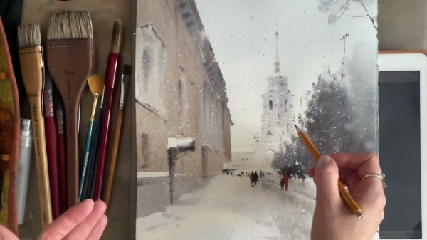 Snow city . Free video-lesson with English subtitles . Part 1.